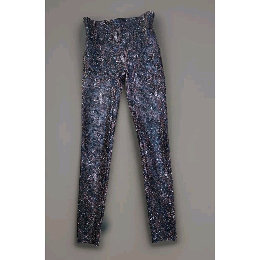 Spanx Faux Leather Snake Mocha Shine Leggings Medium Excellent Condition
